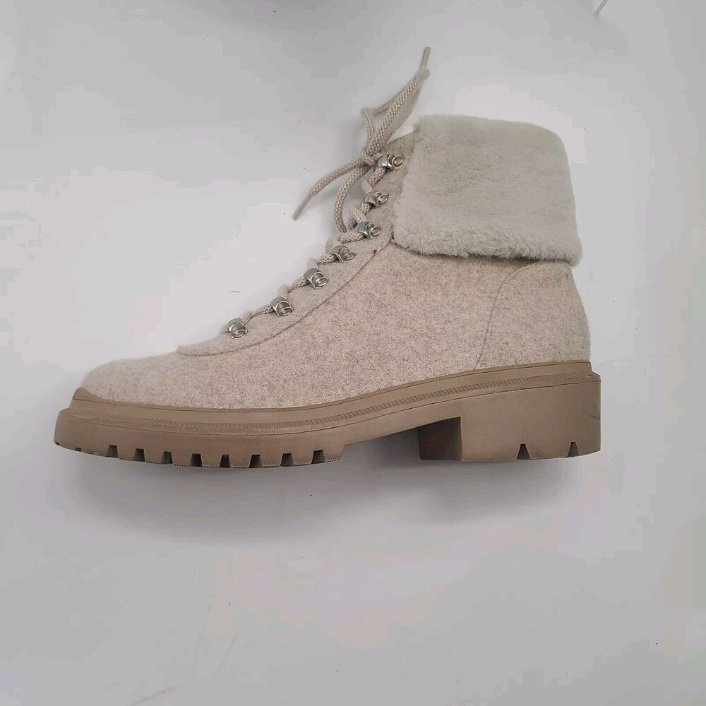Anne Klein I-Flex Carmine Ankle Boots Size 10M Beige Zip & Lace-Up CARM01F9 - Picture 8 of 11